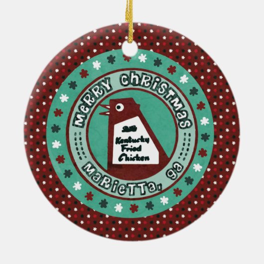 Große Huhn-Weihnachtsverzierung Keramik Ornament (Hinten)