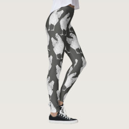 Große Hühner auf Grau - Leggings