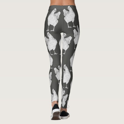 Große Hühner auf Grau - Leggings (Rückseite)