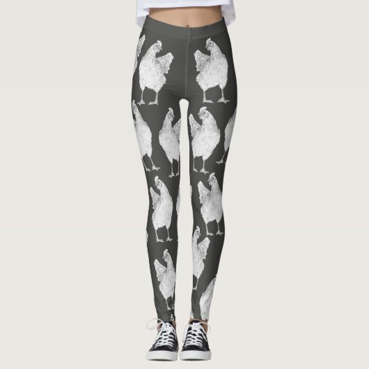 Große Hühner auf Grau - Leggings (Vorderseite)