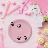 Große Hundetatzen-Drucke auf Rosa Pappteller (Party)