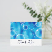 Große hüpfende blaue Blasen Danke Postkarte (Stehend Vorderseite)