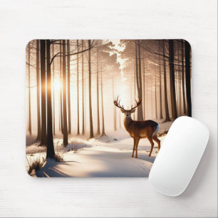 Große Hürde im Winterwald Mousepad