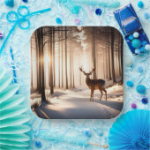 Große Hürde im Winterwald Pappteller (Party)