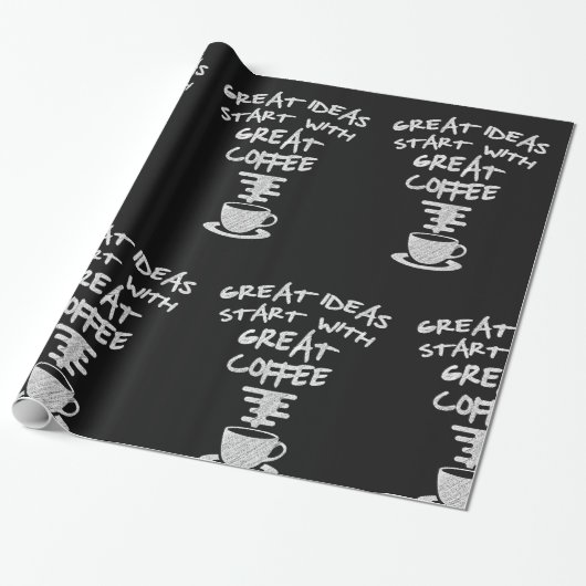 Große Ideen beginnen mit großartigem Kaffee Geschenkpapier (Ungerollt)