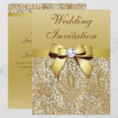 Große Imitate Gold Sequins und Bow Wedding Einladung (Vorne/Hinten)
