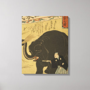 Große importierte Elefant-japanische Vintage Kuns Leinwanddruck