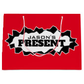 Große, individuelle Geschenktasche mit lustig ripp Große Geschenktüte (Vorderseite)