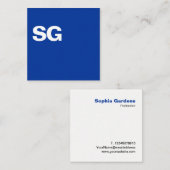 Große Initialen - Platz - Navy Blue Quadratische Visitenkarte (Vorne/Hinten)