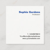 Große Initialen - Platz - Navy Blue Quadratische Visitenkarte (Rückseite)