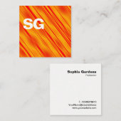 Große Initialen - Quadrat - Diagonal Orange Quadratische Visitenkarte (Vorne/Hinten)