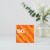 Große Initialen - Quadrat - Diagonal Orange Quadratische Visitenkarte (Stehend Vorderseite)