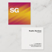 Große Initialen - Quadrat - Gelbe Streifen Quadratische Visitenkarte (Vorne/Hinten)