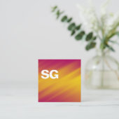 Große Initialen - Quadrat - Gelbe Streifen Quadratische Visitenkarte (Stehend Vorderseite)