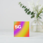 Große Initialen - Quadrat - weiche Farben 02 Quadratische Visitenkarte (Stehend Vorderseite)
