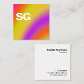 Große Initialen - Quadrat - weiche Farben 03 Quadratische Visitenkarte (Vorne/Hinten)