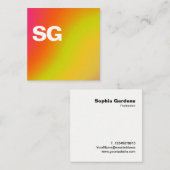 Große Initialen - Quadrat - weiche Farben Quadratische Visitenkarte (Vorne/Hinten)