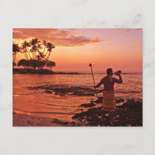 Große Insel, Hawaii. Sonnenuntergang, Big Island H Postkarte
