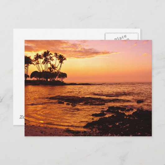 Große Insel, Hawaii. Sonnenuntergang, Big Island H Postkarte (Vorne/Hinten)