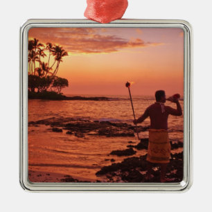 Große Insel, Hawaii. Sonnenuntergang, Big Island H Silbernes Ornament