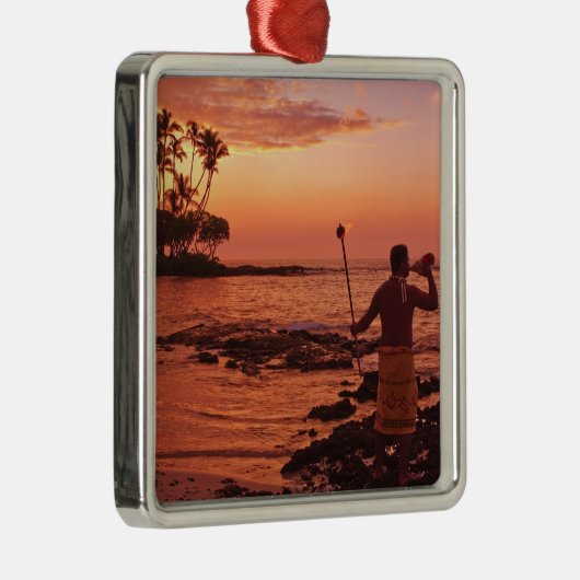 Große Insel, Hawaii. Sunset, Big Island Hawaii. Silbernes Ornament (Rechts)