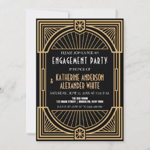 Große Inspirierte Art-Deco-Engagement-Partei Einladung