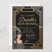 Große Inspirierte Art Deco Geburtstagseinladung Einladung (Vorderseite)