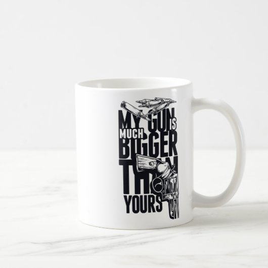 Größe ist kein Playful Gun Comparison Sticker Kaffeetasse (Rechts)
