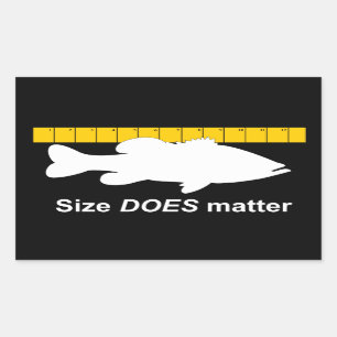 "Größe ist" - lustige Barschangeln von Bedeutung Rechteckiger Aufkleber