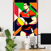 Große japanische Rugby Art Poster (Heimbüro)