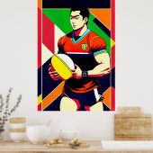 Große japanische Rugby Art Poster (Küche)