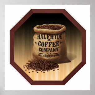 Große Jute-Tasche mit Etikett für Halfhyde Coffee  Poster