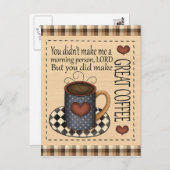 Große Kaffeemaschine Cartoon Postkarte (Vorne/Hinten)