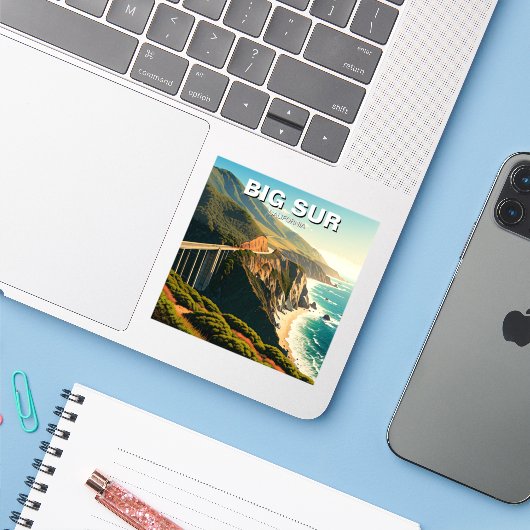 Große kalifornische Küste Aufkleber (Laptop mit iPhone)