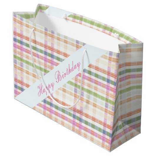 Große Karierte Geburtstagsgeschenke Geschenktüte (Rückseite Schrägansicht)