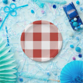 Große karierte rote Gingham-Papierplatte | Kariert Pappteller (Party)