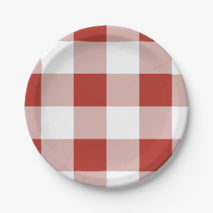 Große karierte rote Gingham-Papierplatte   Kariert Pappteller
