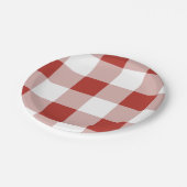 Große karierte rote Gingham-Papierplatte | Kariert Pappteller (Schrägansicht)