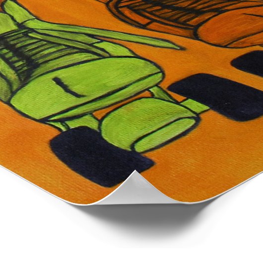 Große Katze auf Roller Skate Poster! Poster (Ecke)