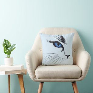 Große Katze Blaue Augen Moderne Katzenliebhaberin Kissen