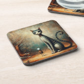 Große Katze Getränkeuntersetzer (Linke Seite)