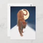 Große Katze im Winterschnee - Löwe Postkarte (Vorne/Hinten)