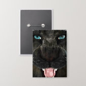 Große Katze Schwarzer Panther Button (Vorderseite/Rückseite)