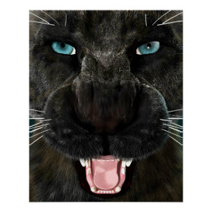 Große Katze Schwarzer Panther Poster