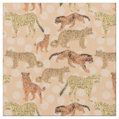 Große Katzen auf Pfirsich-Tupfen Stoff (Nahaufnahme)