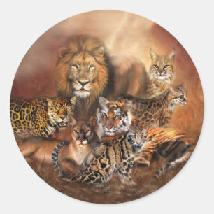 Große Katzen-Kunst-Aufkleber Runder Aufkleber