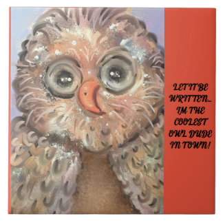 Große Keramik File Funny, Whimsical, Adorable Owl! Fliese