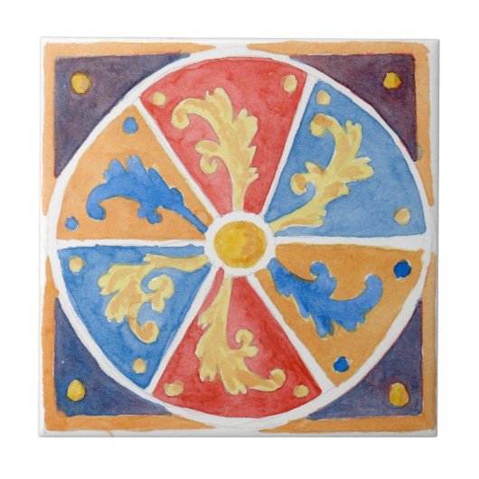 Große Keramik Fliesen sizilianischen Stil "Erice" (Vorderseite)