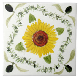 Große Keramik Kachel sizilianische Art "Sonnenblum