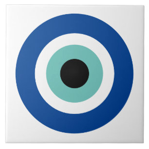 Große Keramik mit Evil Eye Blue Mati Symbol Fliese